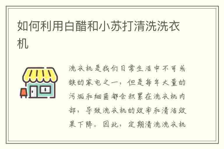 如何利用白醋和小苏打清洗洗衣机